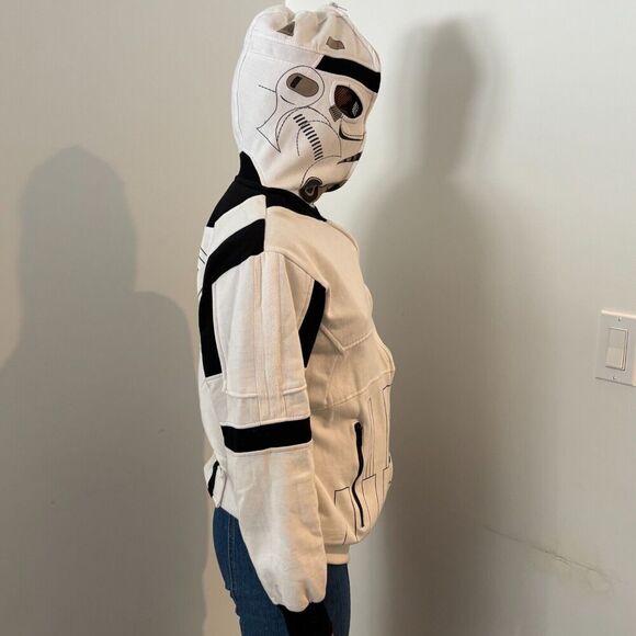 STAR WARS Storm Trooper Full Zip Mesh Eyes White Hoodie Boys' MED/Women's SMALL - Picture 3 of 6